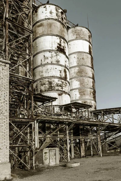 Starý Opuštěný Průmyslová Budova Cementárny Černobyl Ruiny Staré Továrny Nesmysl — Stock fotografie