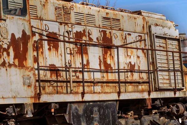 Vecchia Locomotiva Arrugginita Lanciata Nella Zona Esclusione Chernobyl Zona Alta — Foto Stock