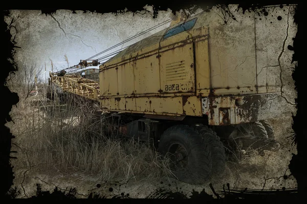 Vieja Grúa Automóvil Oxidado Lanza Viejo Tecnoparque Chernobyl Después Accidente —  Fotos de Stock