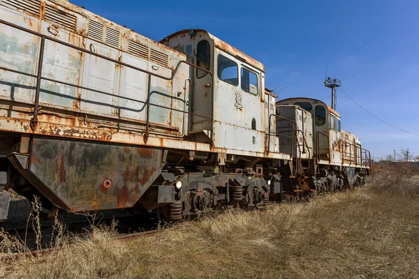 Eski Paslı Tren Lokomotifi Dışlama Çernobil Bölgesi Atılmış Bölge Yüksek — Stok fotoğraf