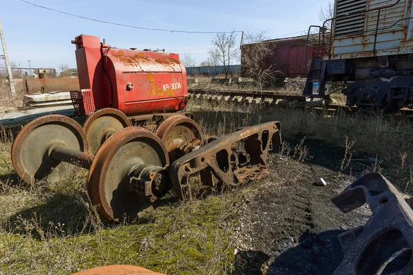 Alte Rostige Lokomotive Die Sperrzone Von Tschernobyl Geworfen Zone Hoher — Stockfoto