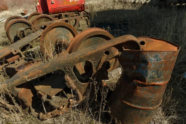 Oude Roestige Treinlocomotief Gegooid Uitsluiting Zone Van Tsjernobyl Zone Van — Stockfoto