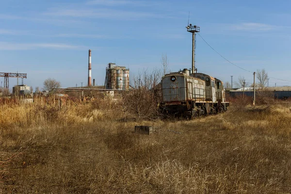 Velha Locomotiva Enferrujada Lançada Zona Exclusão Chernobyl Zona Alta Radioatividade — Fotografia de Stock