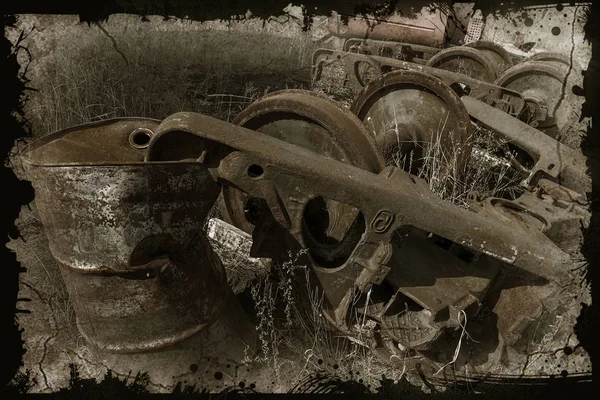 Vieja Locomotora Oxidada Lanzada Zona Exclusión Chernobyl Zona Alta Radiactividad — Foto de Stock