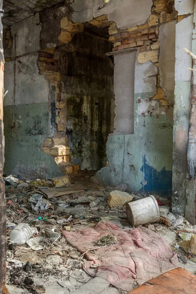 Antiguo Edificio Producción Abandonado Planta Chernobyl Ruinas Vieja Fábrica Basura —  Fotos de Stock