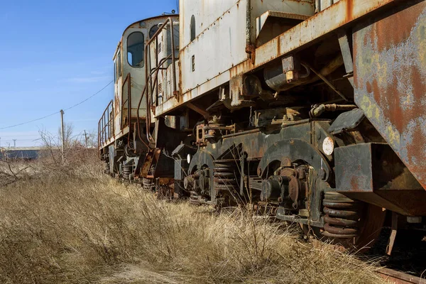 Vecchia Locomotiva Arrugginita Lanciata Nella Zona Esclusione Chernobyl Zona Alta — Foto Stock