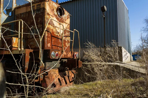 Alte Rostige Lokomotive Die Sperrzone Von Tschernobyl Geworfen Zone Hoher — Stockfoto
