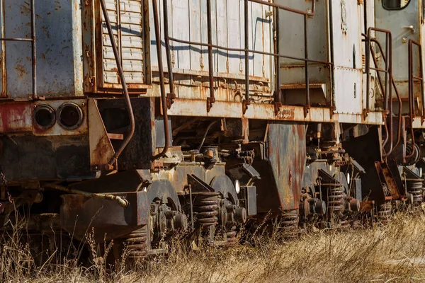 Régi Rozsdás Vonat Mozdony Kizárását Övezetben Csernobili Dobták Zóna Magas — Stock Fotó