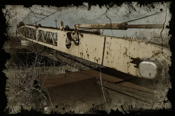 Vieille Grue Automobile Rouillée Est Jeté Dans Ancien Technoparc Tchernobyl — Photo