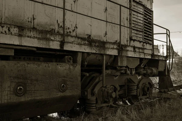 Eski Paslı Tren Lokomotifi Dışlama Çernobil Bölgesi Atılmış Bölge Yüksek — Stok fotoğraf