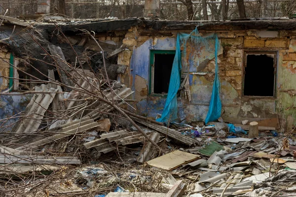 Antigo Edifício Produção Abandonado Planta Chernobyl Ruínas Velha Fábrica Lixo — Fotografia de Stock