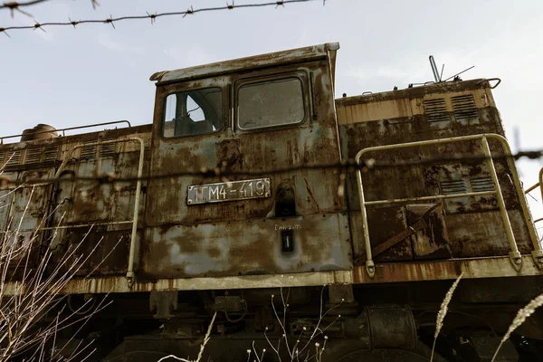 Gamla Rostiga Tåg Loket Kastas Utslagning Zon Tjernobyl Zon Hög — Stockfoto