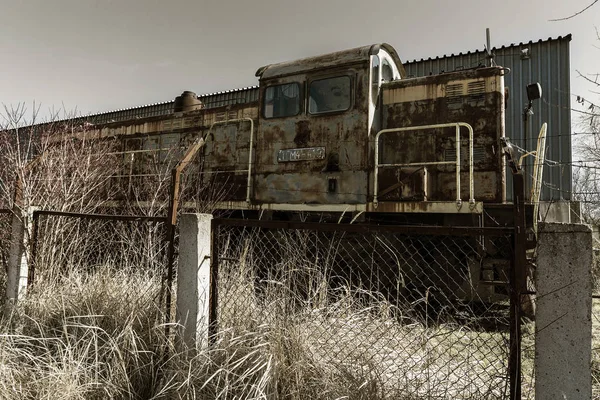 Alte Rostige Lokomotive Die Sperrzone Von Tschernobyl Geworfen Zone Hoher — Stockfoto