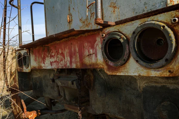 Velha Locomotiva Enferrujada Lançada Zona Exclusão Chernobyl Zona Alta Radioatividade — Fotografia de Stock