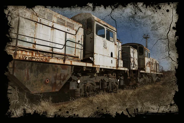 Velha Locomotiva Enferrujada Lançada Zona Exclusão Chernobyl Zona Alta Radioatividade — Fotografia de Stock