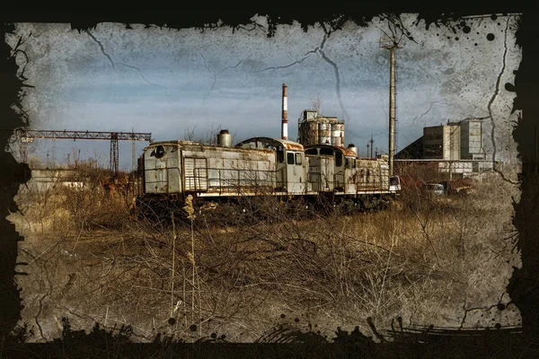 Oude Roestige Treinlocomotief Gegooid Uitsluiting Zone Van Tsjernobyl Zone Van — Stockfoto