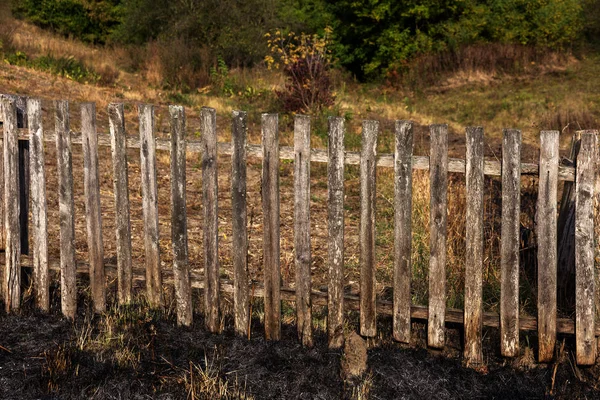 Venkovské Pohled Chudé Ukrajinské Vesnice Starý Dřevěný Plot Venkově Tradiční — Stock fotografie