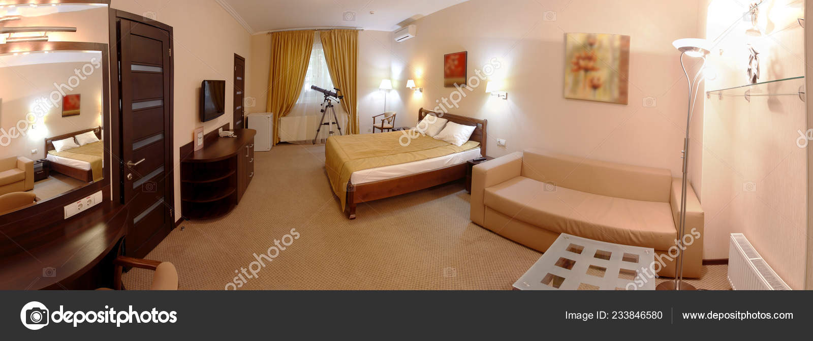 Panorama Interior Modern Guest Room Small Tourist Hotel