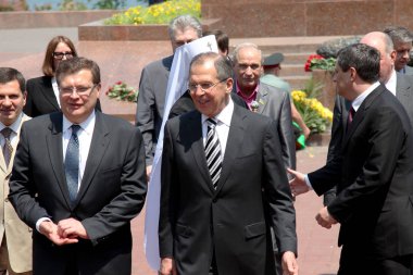 Odessa, Ukrayna - ö. 4 Haziran 2011: Rusya Federasyonu Dışişleri Bakanı Sergey lavrov, devlet memuru olarak ziyaret Ukrayna, 4 Haziran 2011 yılında odessa, Ukrayna.