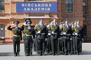 ODESSA, UKRAINE - 22 August 2010 : The traditional parade at the Military Academy of Ukraine during registration officers , August 22, 2010 in Odessa, Ukraine