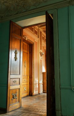 Karanlık koridor. Karanlık, boş bir koridorun mistik iç mekanı, terk edilmiş bir evde tünel. Karanlık, gizemli bir koridor. Terk edilmiş bir evin içi, cehenneme giden yol. Terk edilmiş eski bir bina.