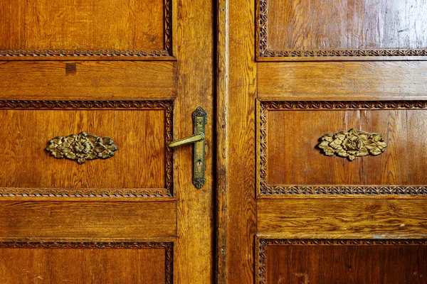 Die Alte Holztür Altes Antikes Holz Einer Alten Mauer Alte — Stockfoto