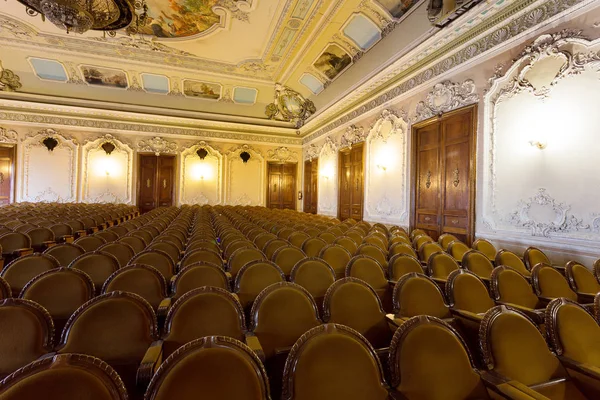 Mystical Interior Old Provincial Soviet Theater Ussr Stucco Frescoes Nostalgic — Stock Photo, Image