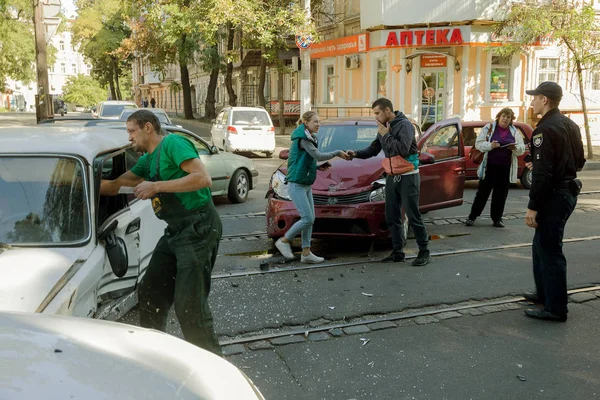 Odessa Ucrania Septiembre 2017 Accidente Automovilístico Carretera Accidente Tráfico Calle — Foto de Stock