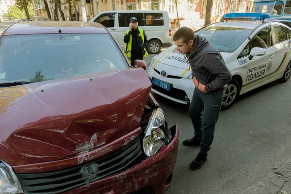 Одеса Україна Вересня 2017 Автомобільні Аварії Шосе Дтп Вулиці Пошкоджених — стокове фото