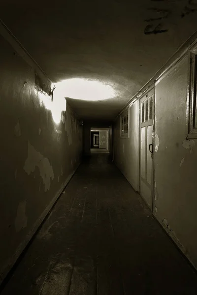 Couloir Sombre Intérieur Mystique Couloir Sombre Vide Tunnel Dans Une — Photo