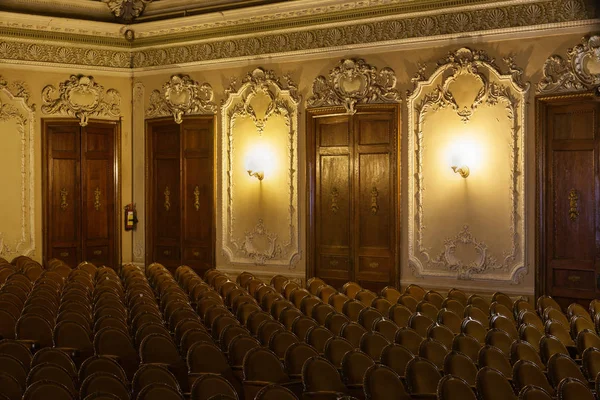Interior Místico Antigo Teatro Soviético Provincial Urss Stucco Afrescos Pintura — Fotografia de Stock