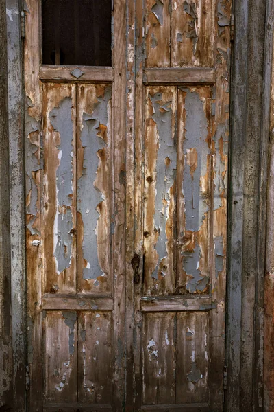 Velha Porta Madeira Bairro Pobre Madeira Vintage Antigo Uma Parede — Fotografia de Stock
