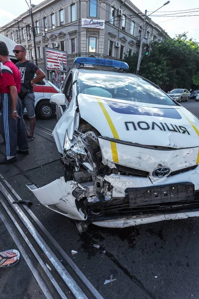 Odessa Ucrania Julio 2016 Accidente Choque Calle Con Equipo Policía — Foto de Stock