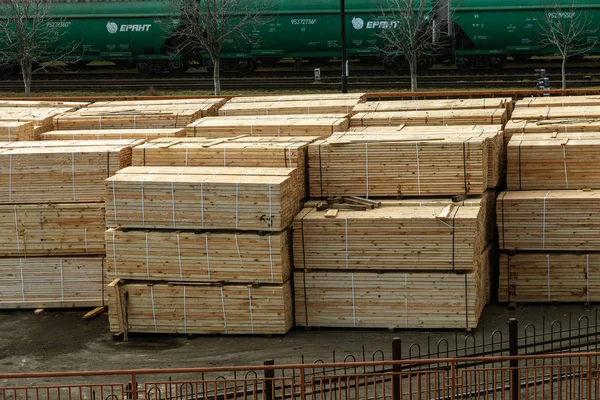 Odessa Ukraine Fevereiro 2018 Trens Carga Estão Esperando Fila Para — Fotografia de Stock