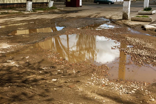 Λόγω Τεχνολογίας Παραβιάσεις Στην Κατασκευή Δρόμων Ακραία Κρύο Και Βαρύ — Φωτογραφία Αρχείου