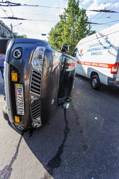 Odessa Ucrania Julio 2016 Accidente Choque Calle Con Equipo Policía — Foto de Stock