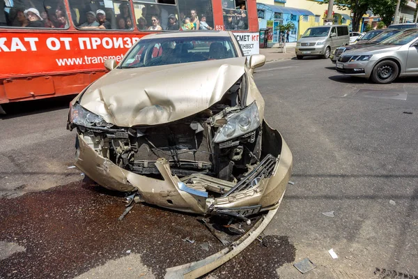 Odessa Oekraïne Juni 2018 Auto Crash Ongeluk Straat Beschadigde Auto — Stockfoto