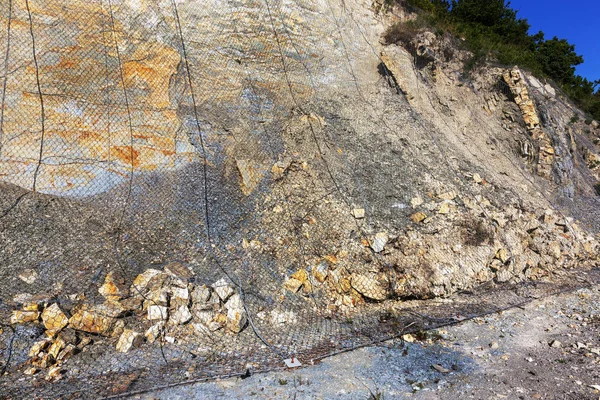 Versterking Van Gevaarlijke Berg Hellingen Omgeving Van Weg Met Speciale — Stockfoto