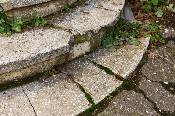 Old Open Outer Stone Staircase Stone Cement Steps Old Staircase — Stock Photo, Image