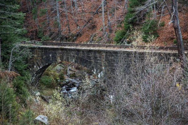 Staré Úzké Dráhy Pohoří Pirin Dramatické Scény Malebné Železnice Podzimní — Stock fotografie