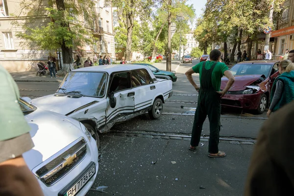 Odessa Ucrania Septiembre 2017 Accidente Automovilístico Carretera Accidente Tráfico Calle — Foto de Stock