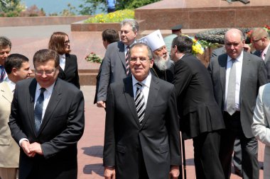Odessa, Ukrayna - ö. 4 Haziran 2011: Rusya Federasyonu Dışişleri Bakanı Sergey lavrov, devlet memuru olarak ziyaret Ukrayna, 4 Haziran 2011 yılında odessa, Ukrayna.