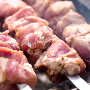 ham Marine Kebab, Barbekü. seçici odak fotoğraf