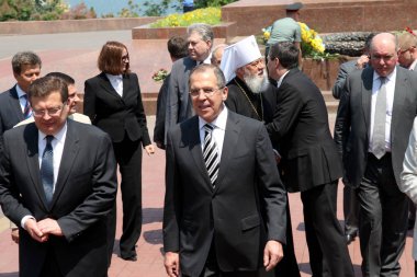 Odessa, Ukrayna - ö. 4 Haziran 2011: Rusya Federasyonu Dışişleri Bakanı Sergey lavrov, devlet memuru olarak ziyaret Ukrayna, 4 Haziran 2011 yılında odessa, Ukrayna.