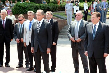 Odessa, Ukrayna - ö. 4 Haziran 2011: Rusya Federasyonu Dışişleri Bakanı Sergey lavrov, devlet memuru olarak ziyaret Ukrayna, 4 Haziran 2011 yılında odessa, Ukrayna.