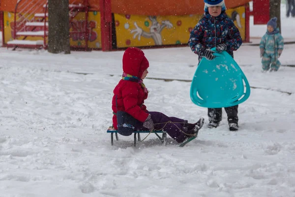 Odessa Oekraïne Februari 2018 Sterke Sneeuwval Cycloon Straten Van Stad — Stockfoto