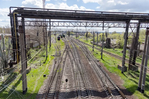 Odessa Ucraina Aprile 2017 Vecchi Treni Treni Muovono Lungo Binari — Foto Stock