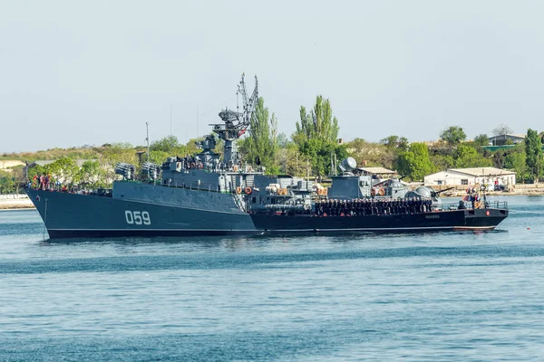 Mai 2015 Marine Parade Kriegsschiffe Der Russischen Schwarzmeerflotte Tag Des — Stockfoto
