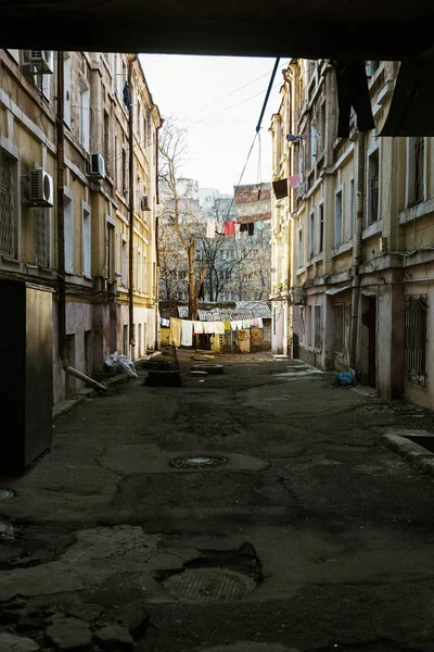 Casas Arruinadas Bairro Pobre Para Pessoas Pobres Sem Grandes Reparos — Fotografia de Stock