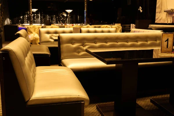Interior Íntimo Discoteca Luxo Restaurante Conceito Relaxamento Caro Relaxamento Bar — Fotografia de Stock